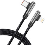 Lito - Data Cable (LD13CL) - Type-C to Lightning Fast Charging 30W, Nylon Braided, Right Angle Design, 1m - Black