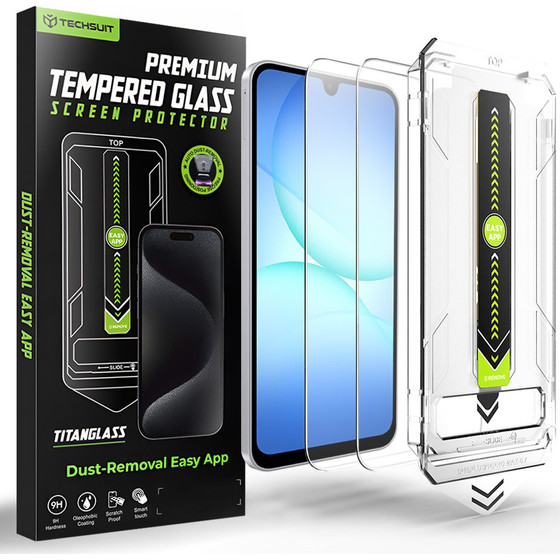 Techsuit - [Fingerprint Unlock Compatible] TitanGlass CrystalHD (2 pack) - Samsung Galaxy A16 4G / 5G / A17 4G / 5G - Clear
