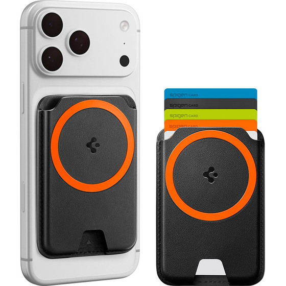 Spigen - Valentinus Wallet MagFit+ - for 5 x Cards Easy Access, Minimalist Construction, PU Leather - Black - (AFA11336)