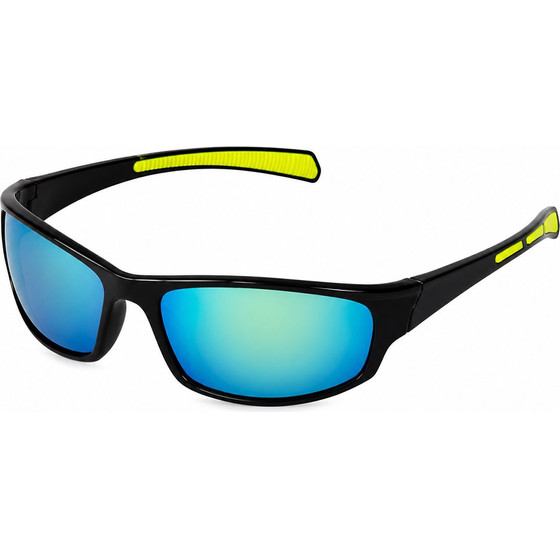 Techsuit - Bike Glasses (9937) - For Cycling, Sport Outdoor Activities, PC, Rectangular Shape, Unisex - Black / Blue / Yellow