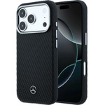 Mercedes PU Leather Semi Wrap MagSafe Case for iPhone 17 Pro Black - (MEHMP17L25PFWWPK)