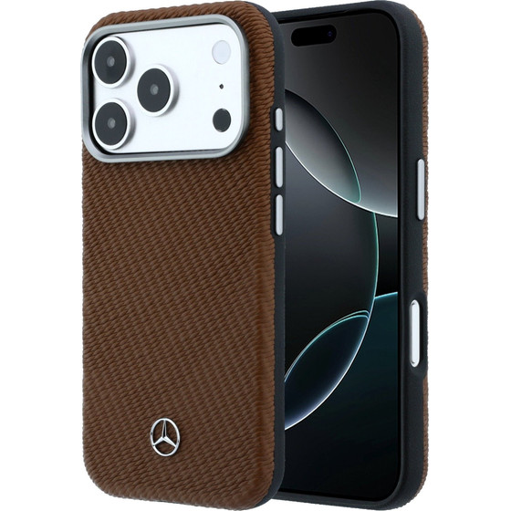 Mercedes PU Leather Semi Wrap MagSafe Case for iPhone 17 Pro Camel - (MEHMP17L25PFWWPCA)