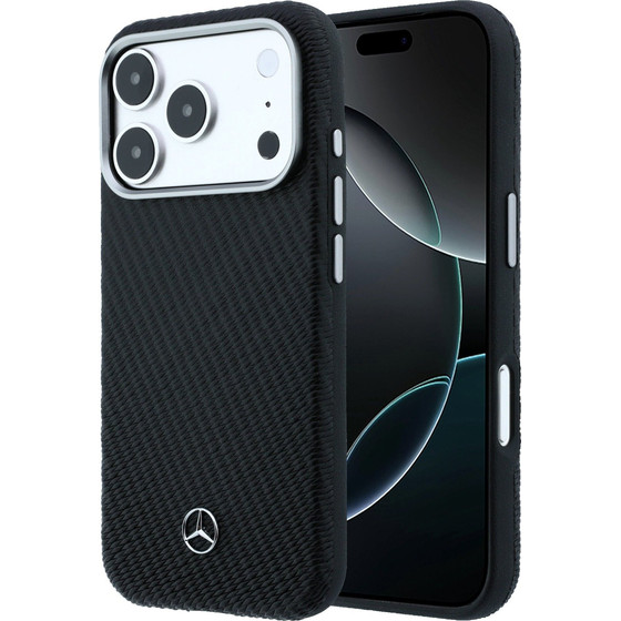 Mercedes PU Leather Semi Wrap MagSafe Case for iPhone 17 Pro Max Black - (MEHMP17X25PFWWPK)