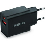 Philips - ��������� ������ Gan �� USB-C Pd 20W & USB-A 18W (������) - (DLP4325AB/GRS)
