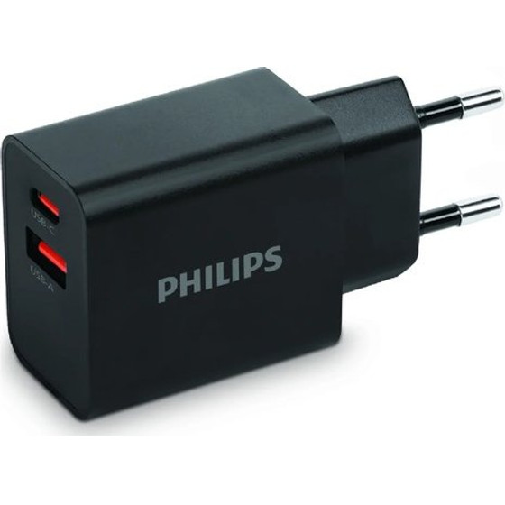 Philips - ��������� ������ Gan �� USB-C Pd 20W & USB-A 18W (������) - (DLP4325AB/GRS)