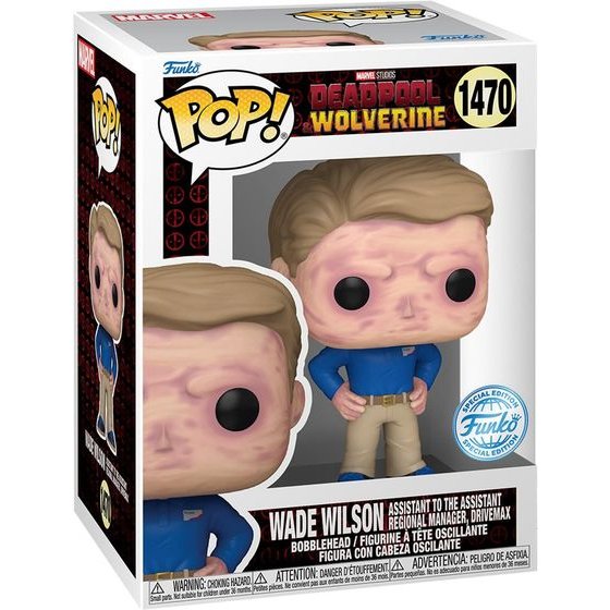 Funko Pop! Marvel: Deadpool Wolverine - Wade Wilson (Assistant to the Assistant Regional Manager, Drivemax) (Special Edition) #1470 Bobble-Head Vinyl Figure