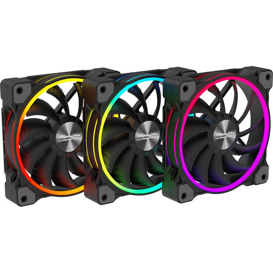 Alpenfohn 120mm Wing Boost 3 ARGB High Speed PWM Fans, Triple - Black - (84000000163)