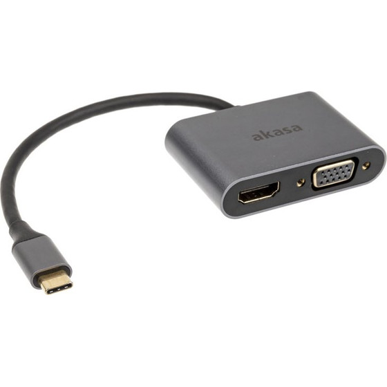 Akasa USB Typ C 2-In-1 Display-Adapter, 1x HDMI and 1x VGA - silver - (AK-CBCA23-18BK)