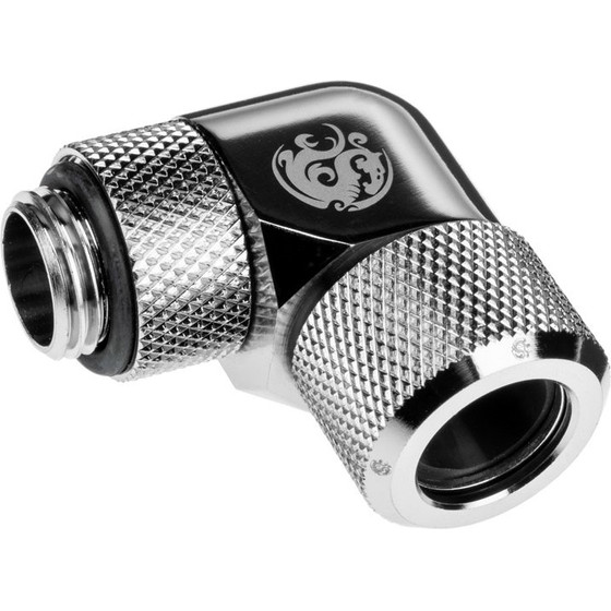 BitsPower Advanced Adapter 90 Grad G1/4 inch AG on 12mm AD Hardtube - redatable/swivel, silver - (BP-E90RMLA12)