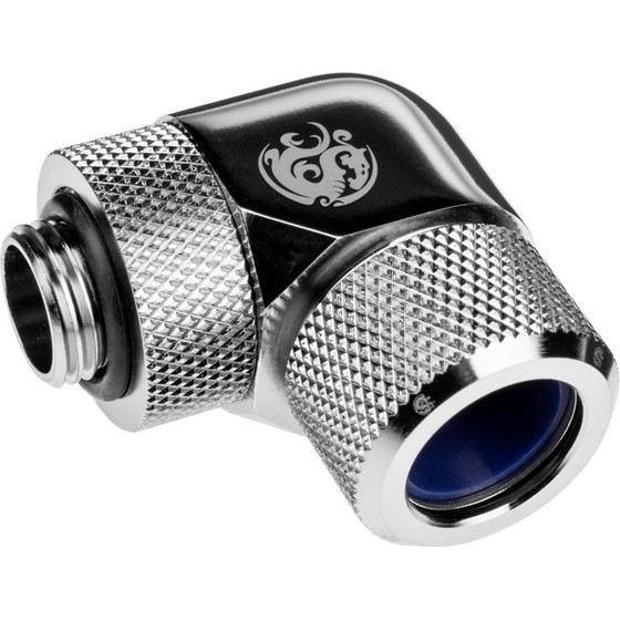 BitsPower Advanced Adapter 90 Grad G1/4 inch AG on 14mm AD Hardtube - redatable/swivel, silver - (BP-E90RMLA14)