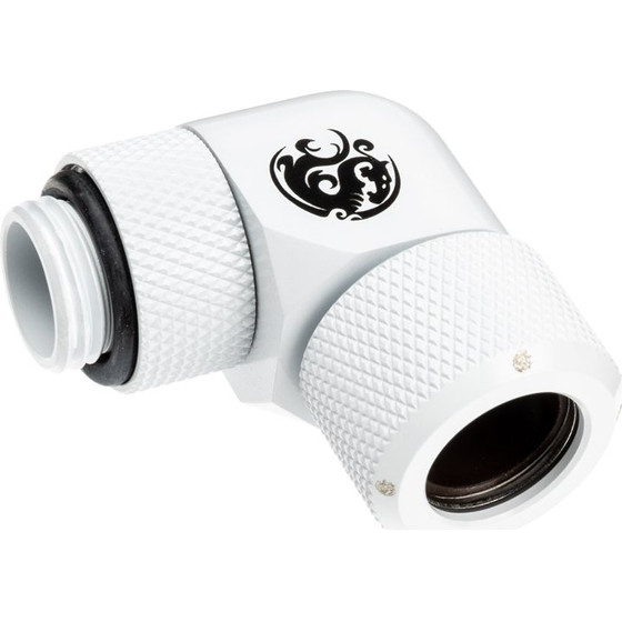 BitsPower Advanced Multi-Link Adapter connection/fitting 90 Grad G1/4 inch AG on 12mm AD Hardtube - redatable/swivel, white - (BP-DWE90RMLA12)