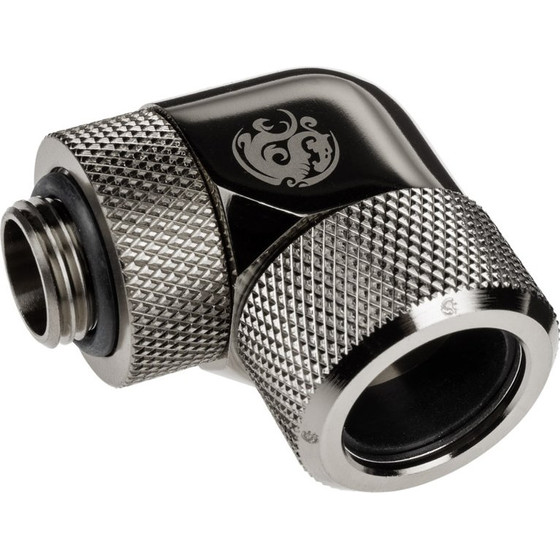 BitsPower Advanced Multi-Link Adapter connection/fitting 90 Grad G1/4 inch AG on 16mm AD Hardtube - redatable/swivel, black - (BP-BSE90RMLA16)