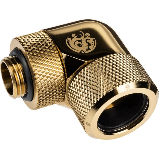 BitsPower Advanced Multi-Link Adapter connection/fitting 90 Grad G1/4 inch AG on 16mm AD Hardtube - redatable/swivel, Messing - (BP-TBE90RMLA16)