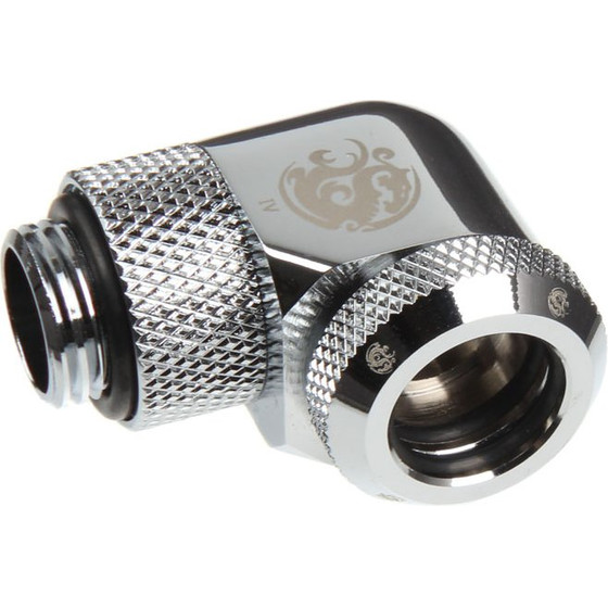 BitsPower Multi-Link Adapter connection/fitting 90 Grad G1/4 inch AG on 12mm AD Hardtube - redatable/swivel, silver - (BP-E90RML)