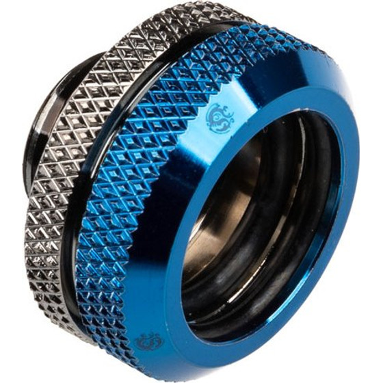 BitsPower Multi-Link Adapter connection/fitting straight G1/4 inch AG on 16mm AD Hardtube - black glossy/blue - (BP-BSEML16-RBL)