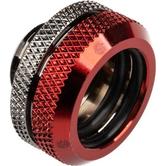 BitsPower Multi-Link Adapter connection/fitting straight G1/4 inch AG on 16mm AD Hardtube - black glossy/red - (BP-BSEML16-DBR)