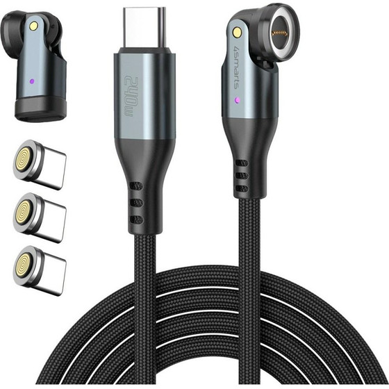 4smarts Cable 540� Magnetic USB-C Cable Set GravityCord 240W 1.8m black - (541237)