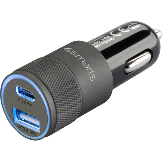 4smarts Car Charger Charger Rapid+ 27W Quick Charge PD grey black - (464448)