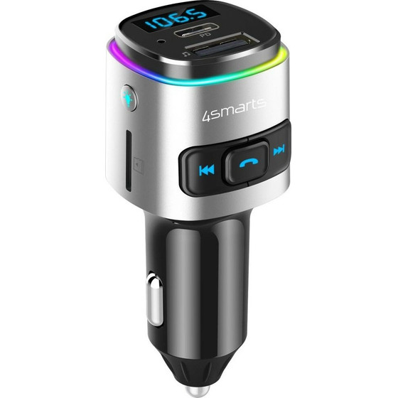 4smarts Car Charger Media&Assist 2 FM Bluetooth with Multimedia Input and Hands-Free Function silve - (456201)