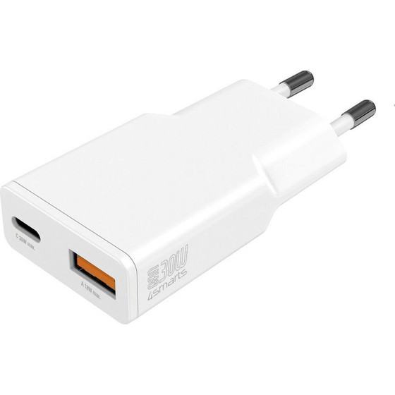 4smarts Wall charger PDPlug Duos Slim 30W GaN USB-C, USB-A white - (541125)