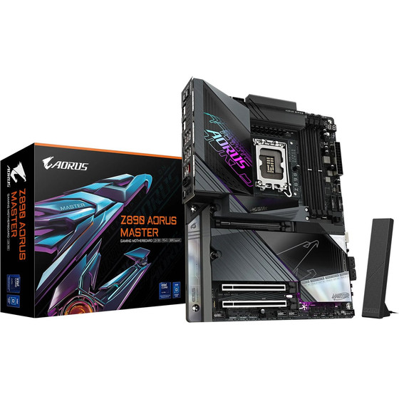 Gigabyte Motherboard - Supports Intel Core Ultra (Series 2) CPUs, 18+1+2 Phases VRM, Up To 9500MHz DDR5 (OC), 2xPcie 5.0 + 3xPcie 4.0, Wi-Fi 7, 10GBe LAN, Thunderbolt 4 - (Z890 Aorus MASTER)