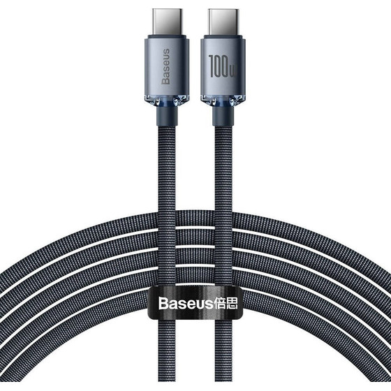 Baseus CAJY000701 Crystal Shine Series Data Cable USB-C - USB-C 100W 2m Black (Damage Package) - (57983129582)