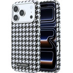 Karl Lagerfeld Pu Houndstooth Resin Plate Magsafe Case For Iphone 17 Pro Black - (KLHMP17L6PFPDPK)