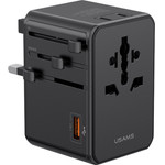 Usams Adapter 4-in-1 Univesal Travel Charger T72 65W US/AU/EU/Uk Black - (CC334TC01)