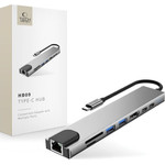 Tech-Protect HB09 Hub Adapter 8IN1 TYPE-C + USB-A3.0 + USB-C3.0 + Hdmi 4K 60HZ + SD/Tf + PD100W + RJ45 1000MB/S Space GREY