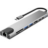 Tech-Protect HB09 Hub Adapter 8IN1 TYPE-C + USB-A3.0 + USB-C3.0 + Hdmi 4K 60HZ + SD/Tf + PD100W + RJ45 1000MB/S Space GREY