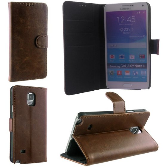 ���� SAMSUNG N910 NOTE 4 LEATHER PREMIUM BOOK+PC STAND BROWN