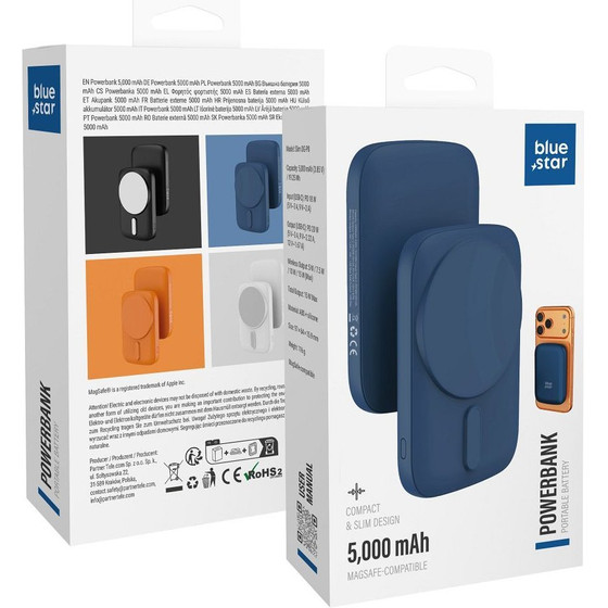 Blue Star Powerbank Compatible With Magsafe Slim DG-P8 15W 5000 Mah Navy blue