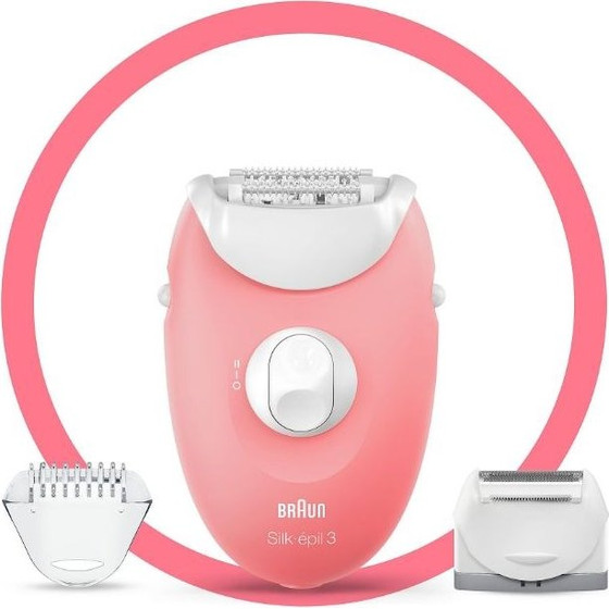 Braun Silk-Epil 3 Epilator, White And Pink - (SE3-277)