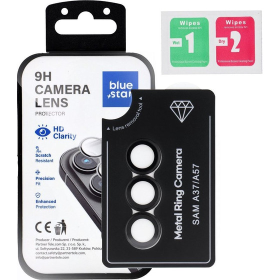Blue Star Camera Lens Protector Easy Install For Samsung A37 black