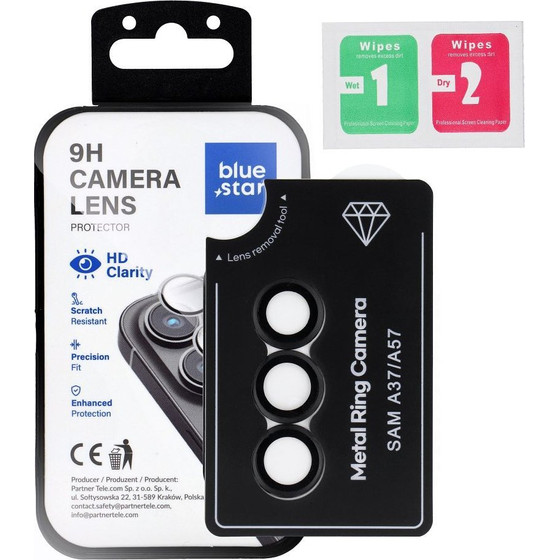 Blue Star Camera Lens Protector Easy Install For Samsung A57 black