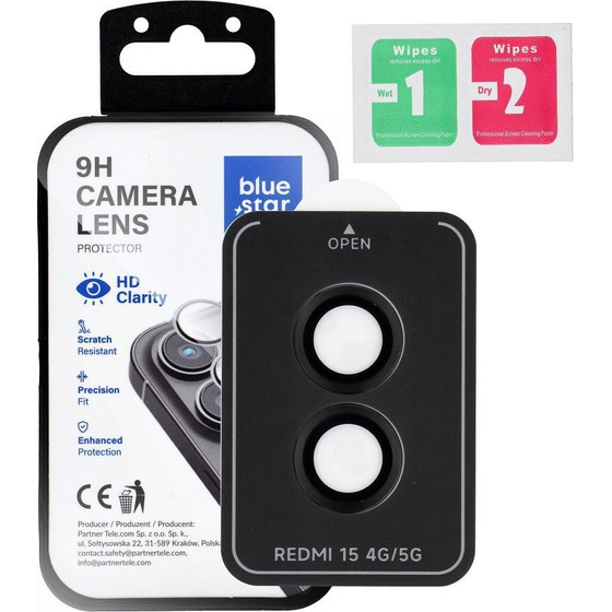 Blue Star Camera Lens Protector Easy Install For Xiaomi Redmi 15 4G / 15 5G black