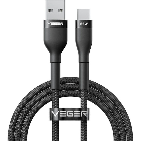 Veger Cable Usb A To Typ C Pd 11V 6A 66W AC04 1,2 m black
