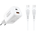 Veger Phone Charger Usb A + Type C Pd Super Charge Pps 100W + Data Cable Type C To C 240W TR150 white