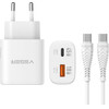 Veger Phone Charger Usb A + Type C Pd Super Charge Pps 45W + Data Cable Type C To C 100W TR101 white
