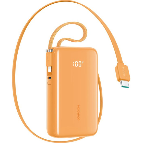 Joyroom JR-PR2 35W 10000mAh Powerbank With Built-In USB-C And Lightning Cables - Orange - (JR-PR2L Orange)