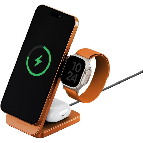 ENERGEA Wireless Charger Magtrio 2 3-in-1 Qi2 25W Foldable Orange - (MAG-TRIO2-ORG)