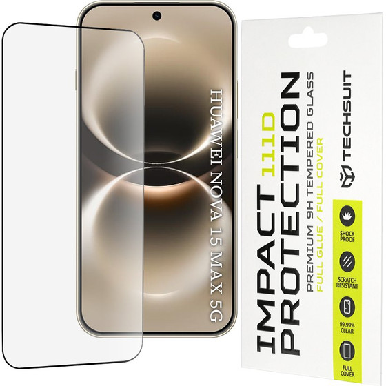 Techsuit - 111D Full Cover / Full Glue Glass - Huawei Nova 15 Max - Black