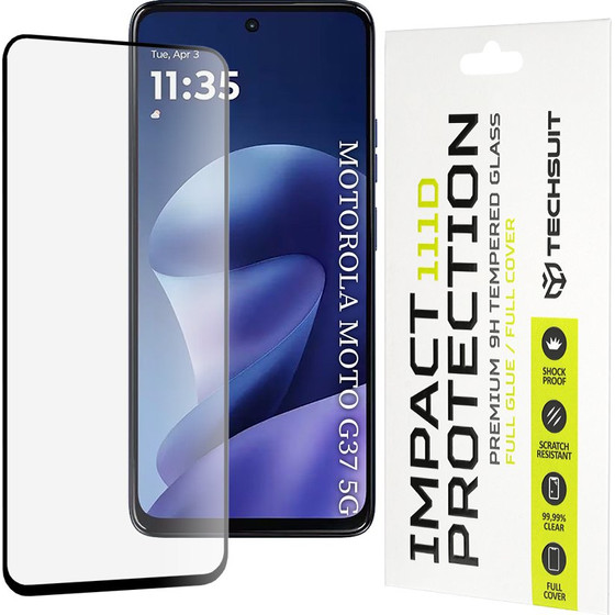 Techsuit - 111D Full Cover / Full Glue Glass - Motorola Moto G37 / G37 Power / G47 - Black