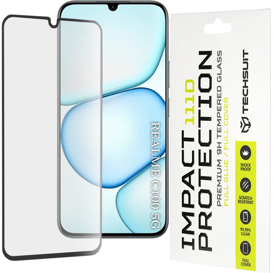 Techsuit - 111D Full Cover / Full Glue Glass - Realme C100 5G - Black