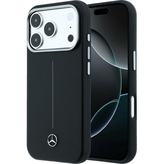 MERCEDES Case Leather Semi Wrap Iconic Line Magsafe For Iphone 17 Pro Black - (MEHMP17L25PFWSTK)