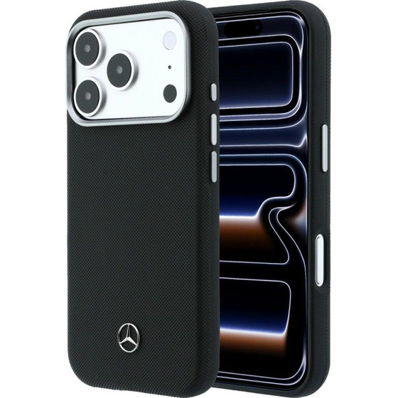 MERCEDES Case Leather Semi Wrap Wood Effect Magsafe For Iphone 17 Pro Max Black - (MEHMP17X25PFWGRK)