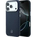 MERCEDES Case Leather Semi Wrap Wood Effect Magsafe For Iphone 17 Pro Max Navy - (MEHMP17X25PFWWPV)