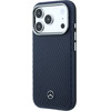 MERCEDES Case Leather Semi Wrap Wood Effect Magsafe For Iphone 17 Pro Max Navy - (MEHMP17X25PFWWPV)