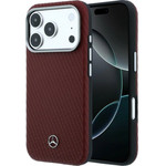 MERCEDES Case Leather Semi Wrap Wood Effect Magsafe For Iphone 17 Pro Max Red - (MEHMP17X25PFWWPR)