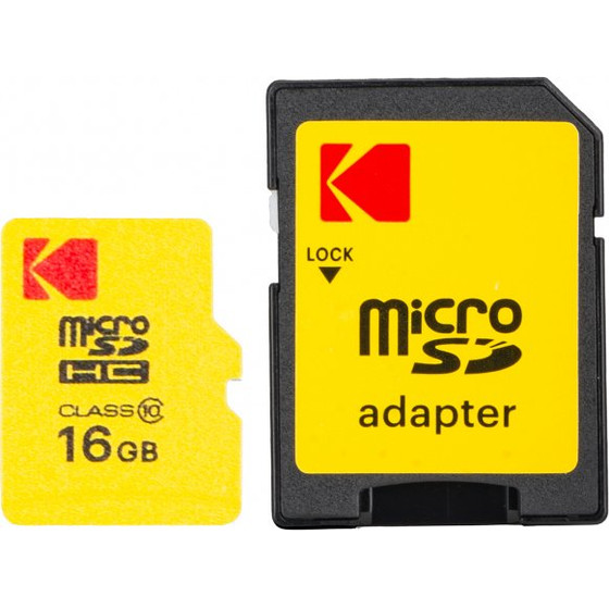 Kodak Microsdhc Memory Card Extra Performance With Adapter, 16Gb, Class 10 - (EKMSDM16GHC10CJ)
